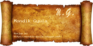 Mondik Gyula névjegykártya